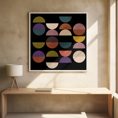 Mid Circles Terracotta Blck1 - Square Stretched Canvas, Poster or Fine Art Print I Heart Wall Art