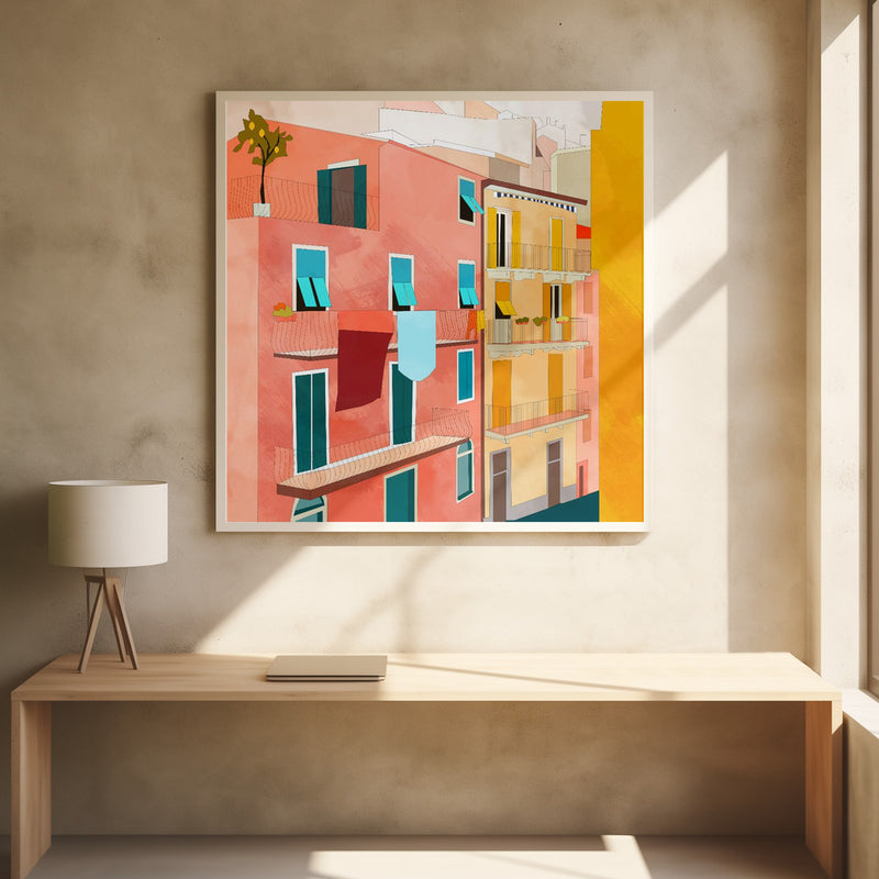 Little Italy Houses - Square Stretched Canvas, Poster or Fine Art Print I Heart Wall Art