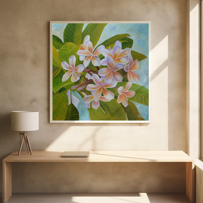 Plumeria - Square Stretched Canvas, Poster or Fine Art Print I Heart Wall Art