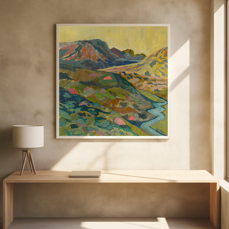 Green Valley Print by Eleanor Baker.- Square Stretched Canvas, Poster or Fine Art Print I Heart Wall Art