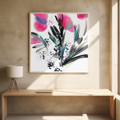 Joy Floral I - Square Stretched Canvas, Poster or Fine Art Print I Heart Wall Art