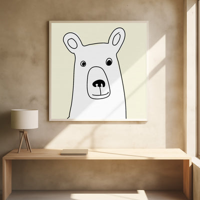 Bear In a Yellow Square - Square Stretched Canvas, Poster or Fine Art Print I Heart Wall Art