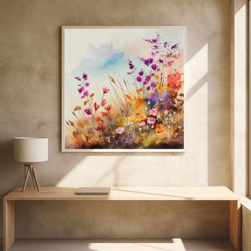 Idyllic Meadow (1) - Square Stretched Canvas, Poster or Fine Art Print I Heart Wall Art