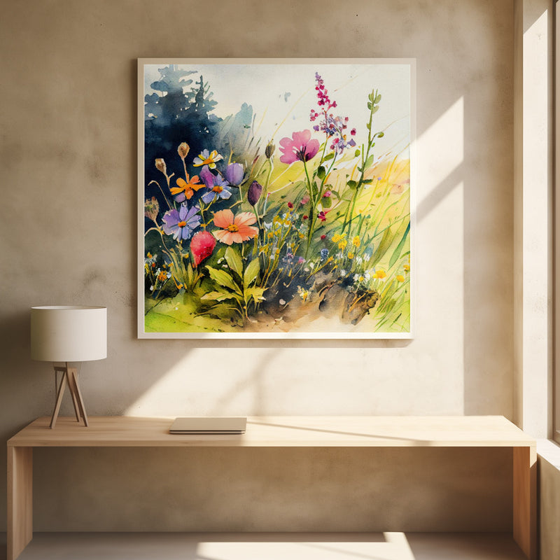 Idyllic Meadow (4) - Square Stretched Canvas, Poster or Fine Art Print I Heart Wall Art