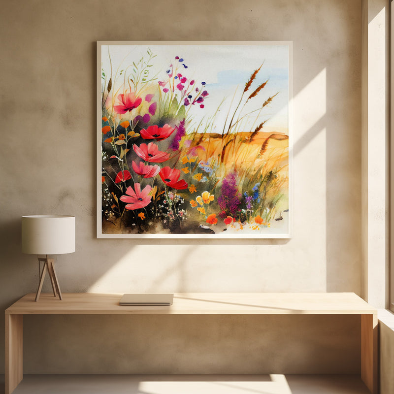 Idyllic Meadow (5) - Square Stretched Canvas, Poster or Fine Art Print I Heart Wall Art