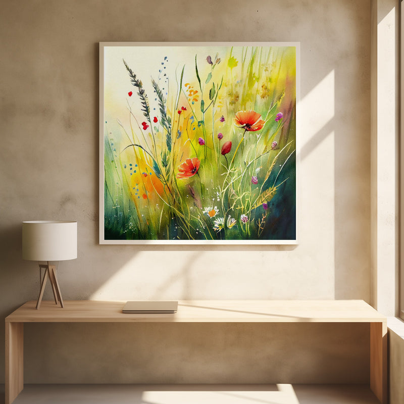 Idyllic Meadow (8) - Square Stretched Canvas, Poster or Fine Art Print I Heart Wall Art