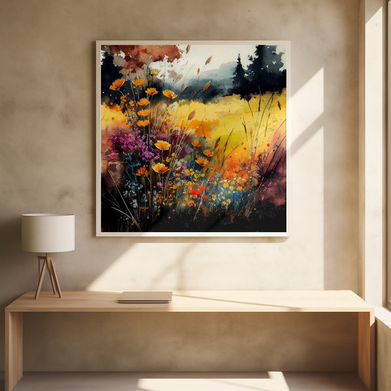 Idyllic Meadow (12) - Square Stretched Canvas, Poster or Fine Art Print I Heart Wall Art