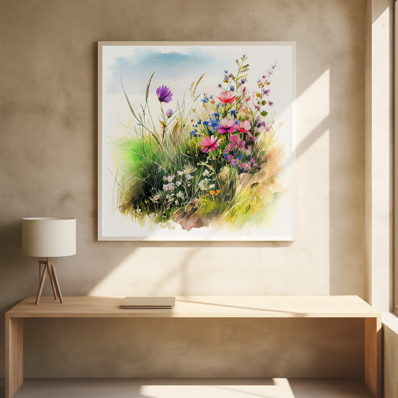 Meadow Nature Art (2) - Square Stretched Canvas, Poster or Fine Art Print I Heart Wall Art