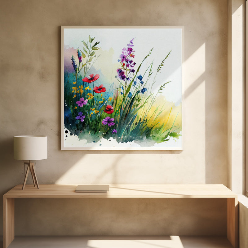 Meadow Nature Art (8) - Square Stretched Canvas, Poster or Fine Art Print I Heart Wall Art