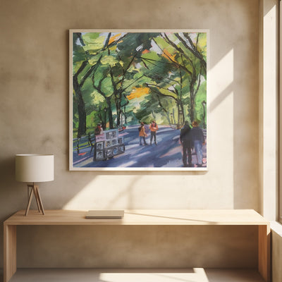 Central Park Couple - Square Stretched Canvas, Poster or Fine Art Print I Heart Wall Art