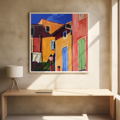 Colorful Houses - Square Stretched Canvas, Poster or Fine Art Print I Heart Wall Art