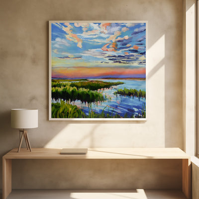 Colors of Sunset On Paine's Creek - Square Stretched Canvas, Poster or Fine Art Print I Heart Wall Art