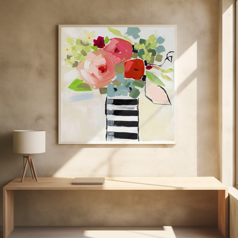Black and White Vase - Square Stretched Canvas, Poster or Fine Art Print I Heart Wall Art