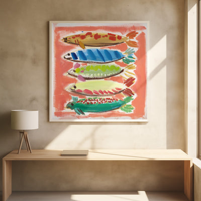 Five Fish - Square Stretched Canvas, Poster or Fine Art Print I Heart Wall Art