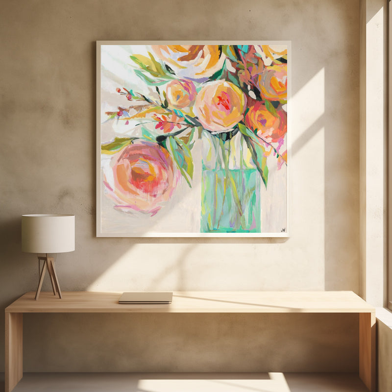 Kelly S Bouquet - Square Stretched Canvas, Poster or Fine Art Print I Heart Wall Art