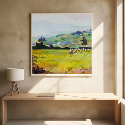 Pasture - Square Stretched Canvas, Poster or Fine Art Print I Heart Wall Art