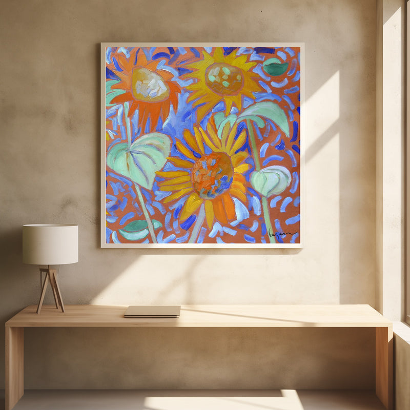 Sunflowerssageii - Square Stretched Canvas, Poster or Fine Art Print I Heart Wall Art