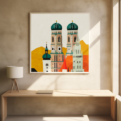 Munich, Liebfrauenkirche - Square Stretched Canvas, Poster or Fine Art Print I Heart Wall Art