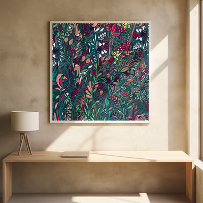 Verdant Whisperwood - Square Stretched Canvas, Poster or Fine Art Print I Heart Wall Art