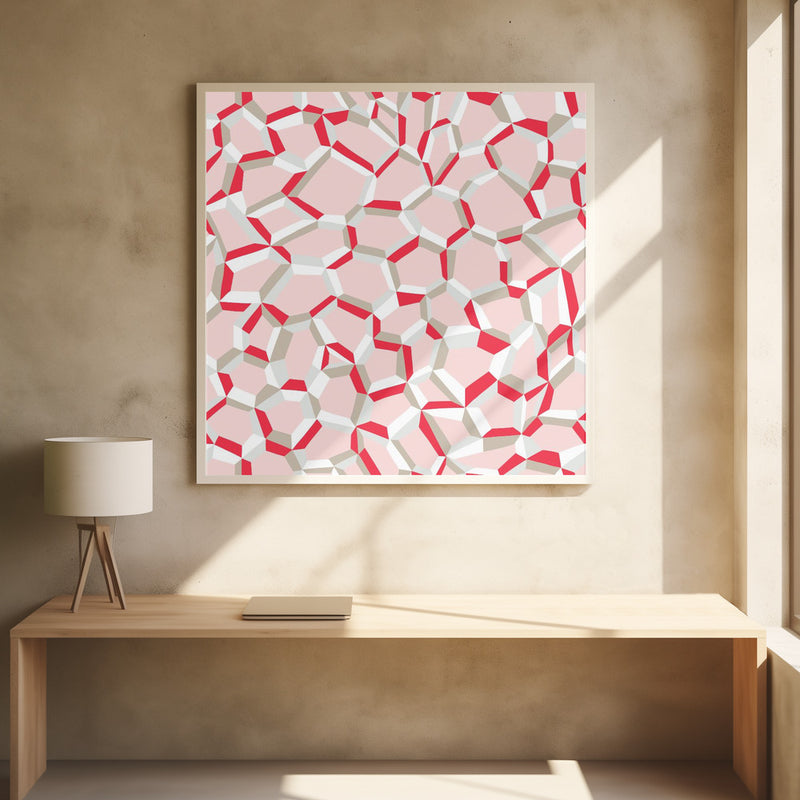 City life connections pearl pink pattern - Square Stretched Canvas, Poster or Fine Art Print I Heart Wall Art