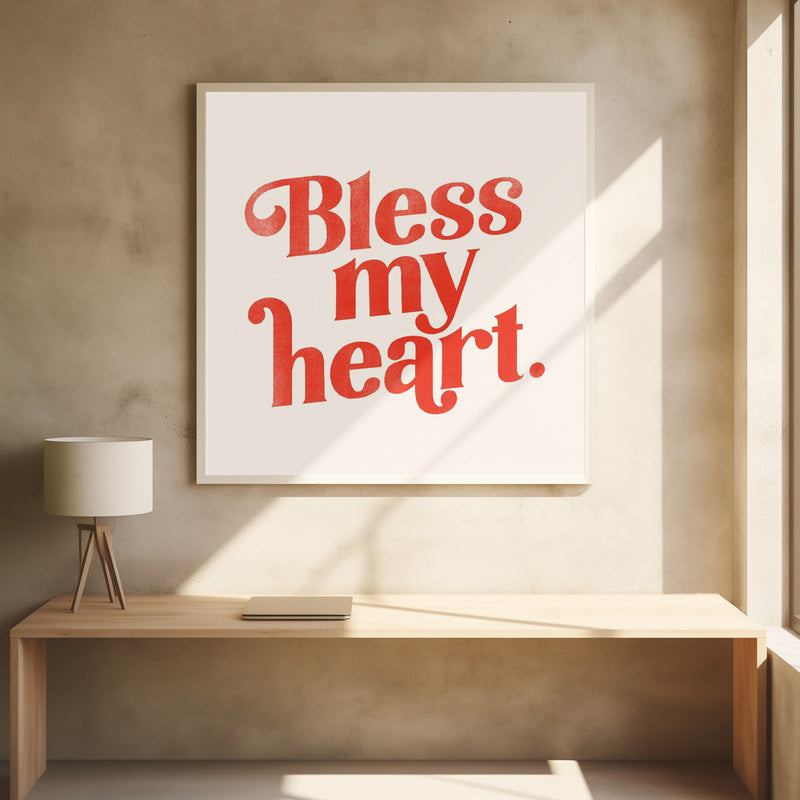 Blessmyheart W Background - Square Stretched Canvas, Poster or Fine Art Print I Heart Wall Art