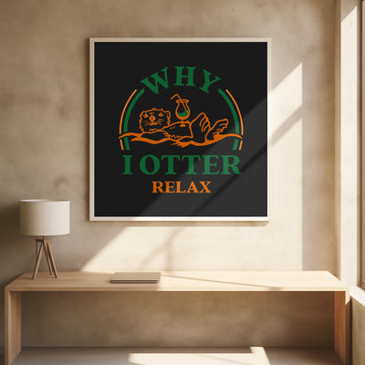 Otter Green Orange.png - Square Stretched Canvas, Poster or Fine Art Print I Heart Wall Art