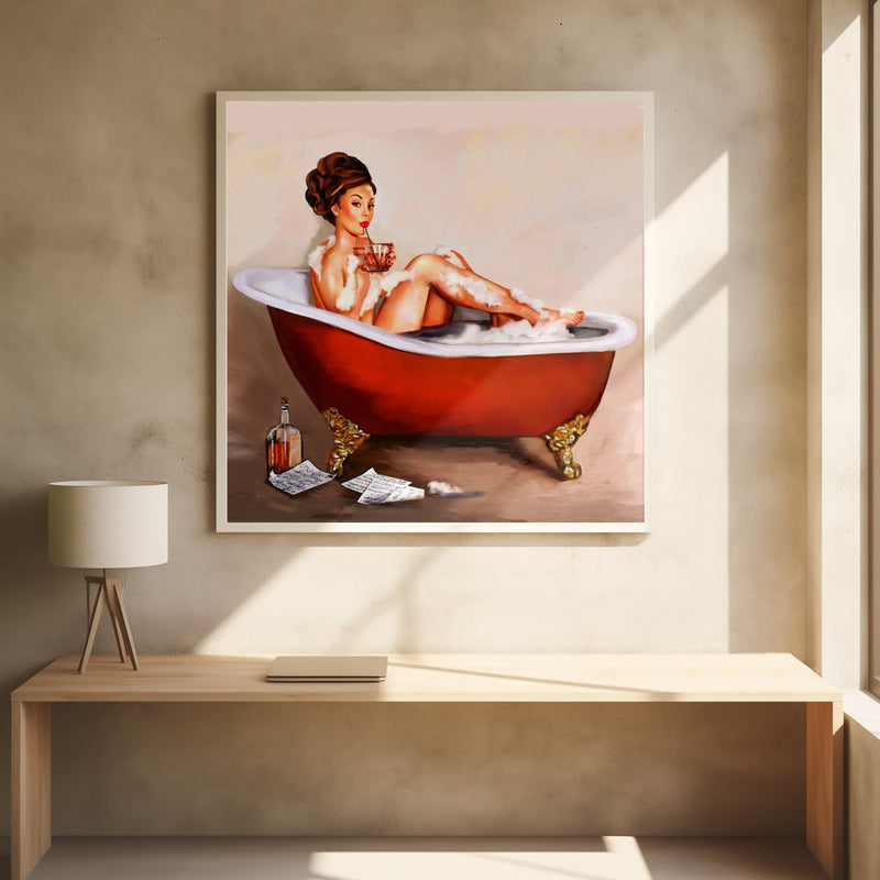 Whiskey Bath - Square Stretched Canvas, Poster or Fine Art Print I Heart Wall Art