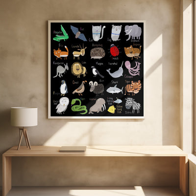 Alphabet Black White - Square Stretched Canvas, Poster or Fine Art Print I Heart Wall Art