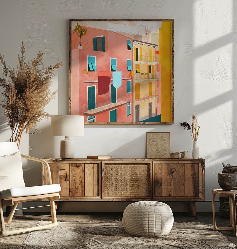 Little Italy Houses - Square Stretched Canvas, Poster or Fine Art Print I Heart Wall Art