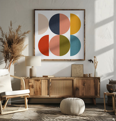 Mid Century Geometric Color Play 1 - Square Stretched Canvas, Poster or Fine Art Print I Heart Wall Art