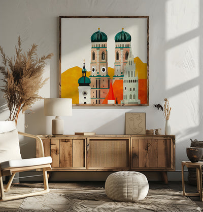 Munich, Liebfrauenkirche - Square Stretched Canvas, Poster or Fine Art Print I Heart Wall Art