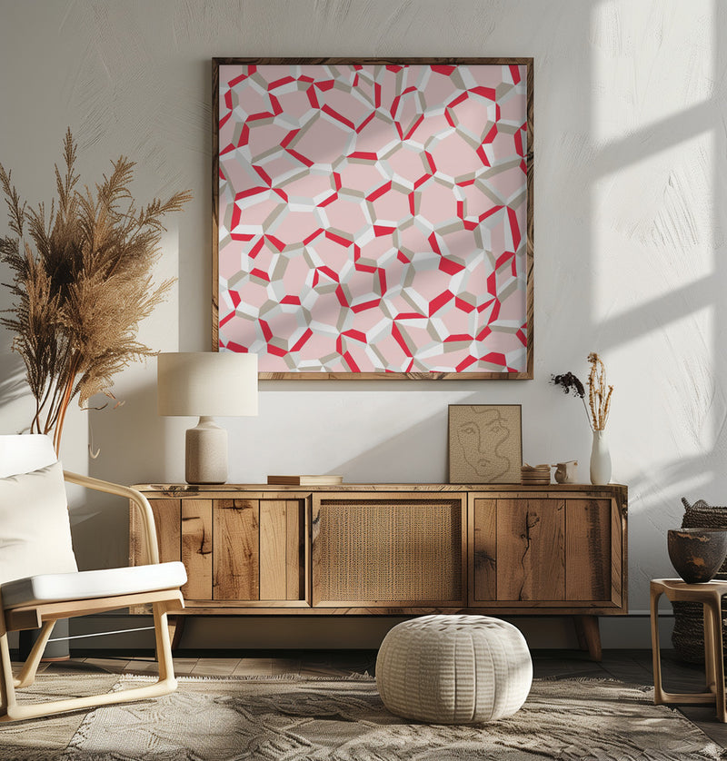 City life connections pearl pink pattern - Square Stretched Canvas, Poster or Fine Art Print I Heart Wall Art