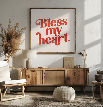 Blessmyheart W Background - Square Stretched Canvas, Poster or Fine Art Print I Heart Wall Art