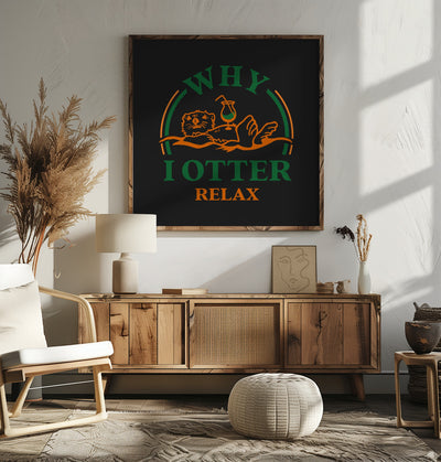 Otter Green Orange.png - Square Stretched Canvas, Poster or Fine Art Print I Heart Wall Art