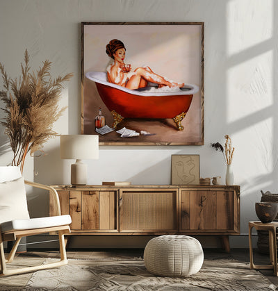 Whiskey Bath - Square Stretched Canvas, Poster or Fine Art Print I Heart Wall Art