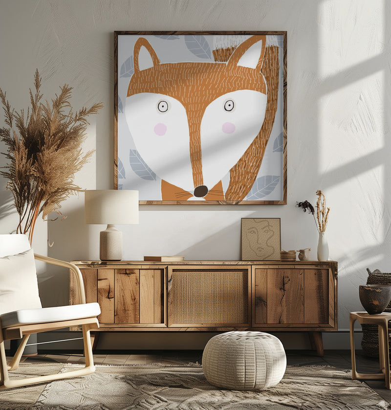 X Fox Final - Square Stretched Canvas, Poster or Fine Art Print I Heart Wall Art