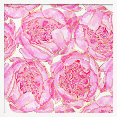 Sally's peonies pattern - Square Stretched Canvas, Poster or Fine Art Print I Heart Wall Art