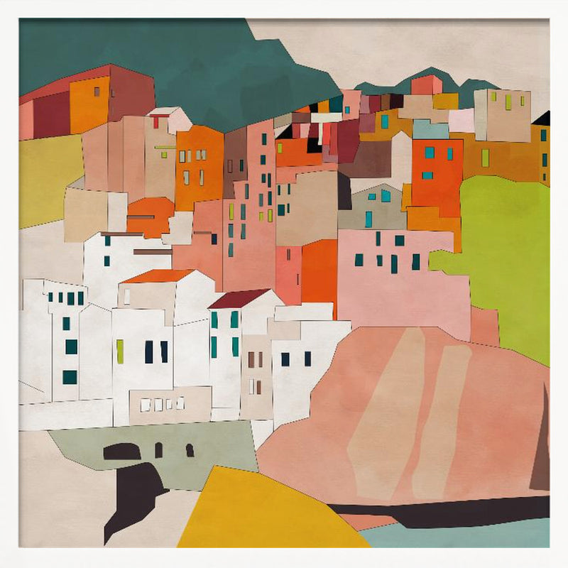 Cinque Terre - Square Stretched Canvas, Poster or Fine Art Print I Heart Wall Art