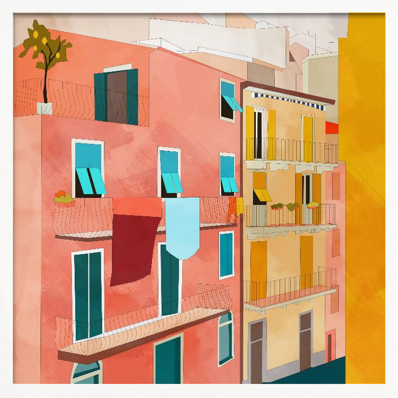 Little Italy Houses - Square Stretched Canvas, Poster or Fine Art Print I Heart Wall Art