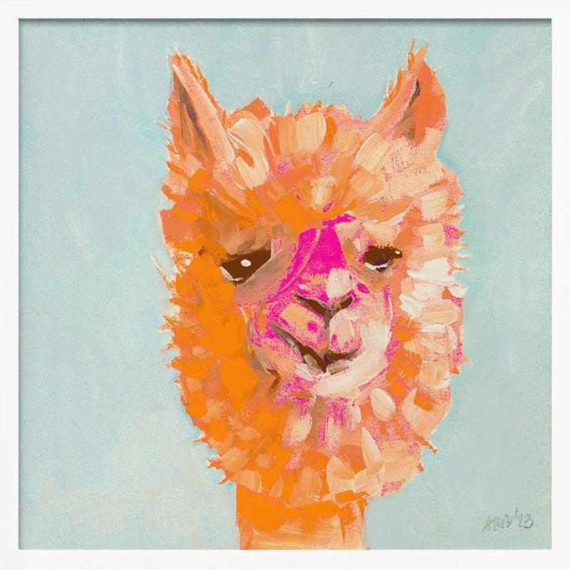 Orange Alpaca - Square Stretched Canvas, Poster or Fine Art Print I Heart Wall Art