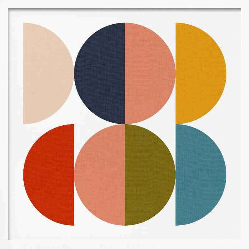 Mid Century Geometric Color Play 1 - Square Stretched Canvas, Poster or Fine Art Print I Heart Wall Art