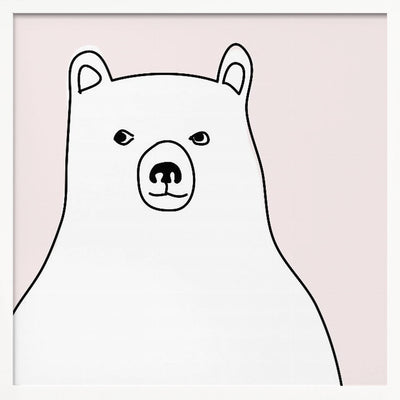 Bear In a Pink Square - Square Stretched Canvas, Poster or Fine Art Print I Heart Wall Art