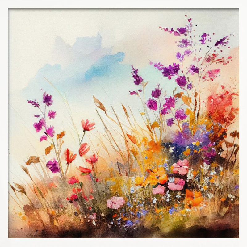 Idyllic Meadow (1) - Square Stretched Canvas, Poster or Fine Art Print I Heart Wall Art