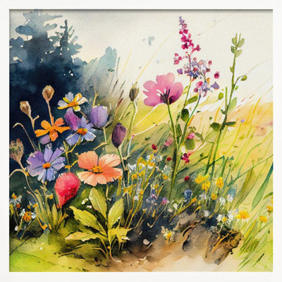 Idyllic Meadow (4) - Square Stretched Canvas, Poster or Fine Art Print I Heart Wall Art