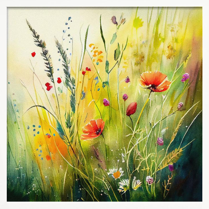 Idyllic Meadow (8) - Square Stretched Canvas, Poster or Fine Art Print I Heart Wall Art