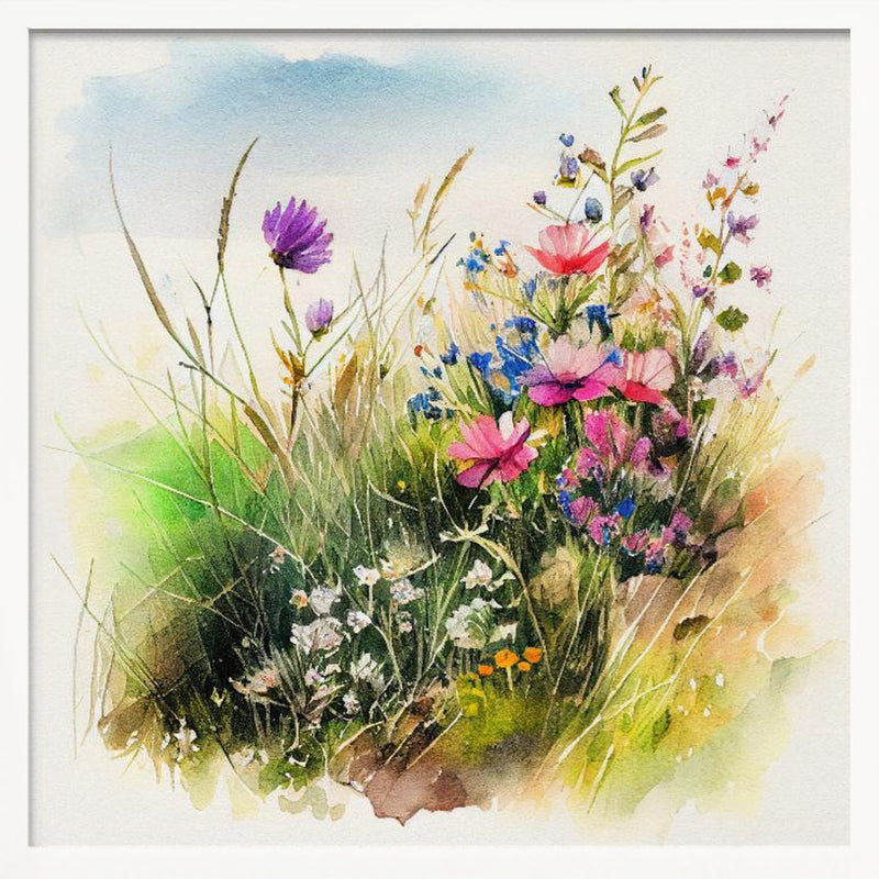 Meadow Nature Art (2) - Square Stretched Canvas, Poster or Fine Art Print I Heart Wall Art