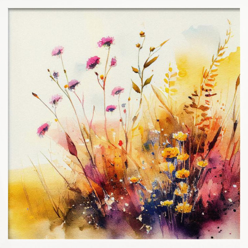 Meadow Nature Art (5) - Square Stretched Canvas, Poster or Fine Art Print I Heart Wall Art