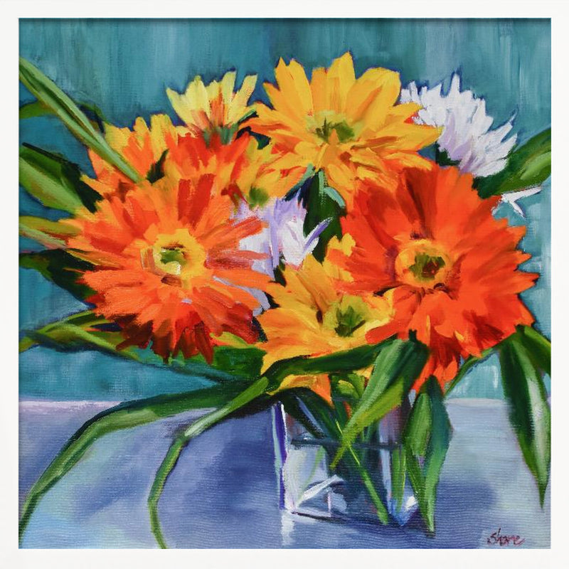 Flowers In Vase - Square Stretched Canvas, Poster or Fine Art Print I Heart Wall Art