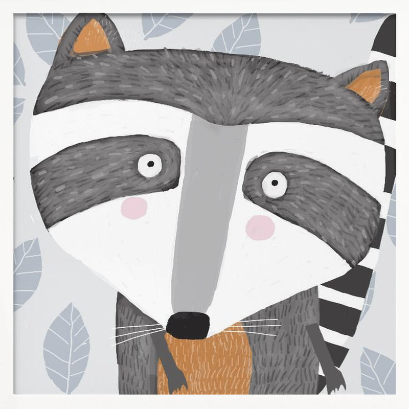 X Racoon Face2 - Square Stretched Canvas, Poster or Fine Art Print I Heart Wall Art