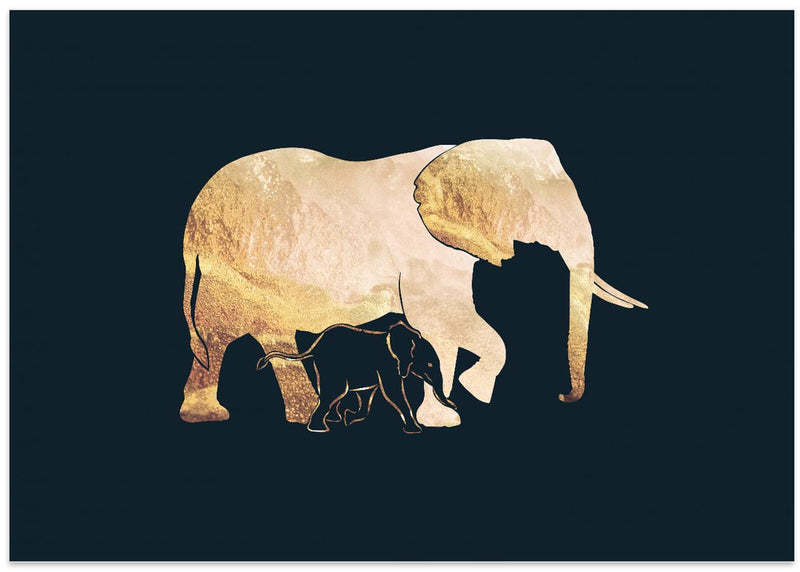 Black gold elephants 2 - Stretched Canvas, Poster or Fine Art Print I Heart Wall Art